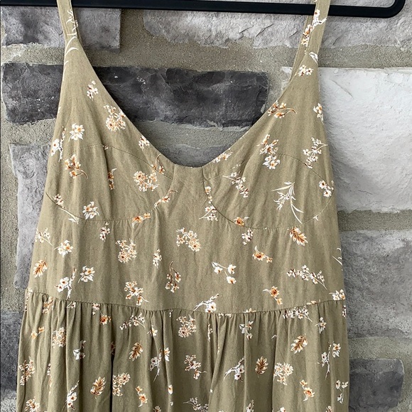 Taupe green summer dress - Picture 3 of 5